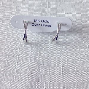 18k Silver Hoop and Crystal Earrings